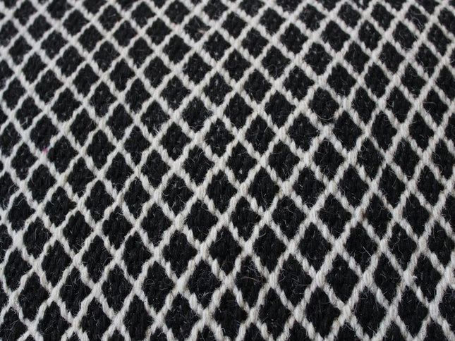 18" Black and Ivory Wool Cube Geometric Pouf Ottoman