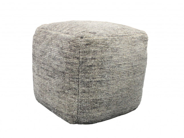 18" Gray Wool Cube Pouf Ottoman