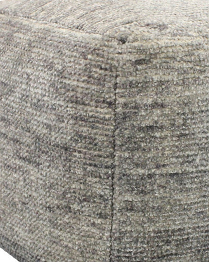 18" Gray Wool Cube Pouf Ottoman