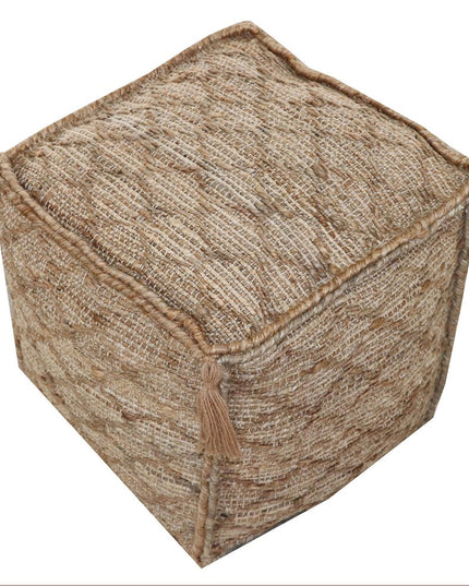 18" Brown Jute Cube Trellis Pouf Ottoman