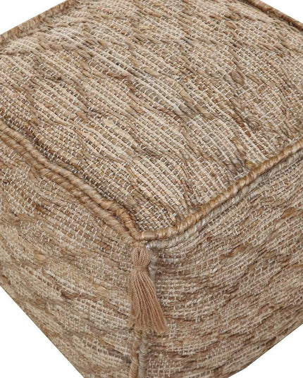 18" Brown Jute Cube Trellis Pouf Ottoman