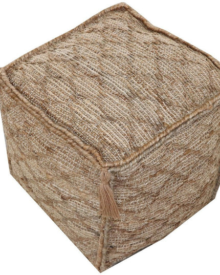 18" Brown Jute Cube Trellis Pouf Ottoman