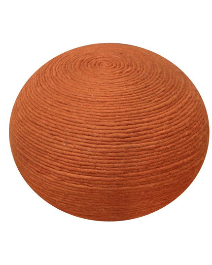 20" Orange Wool Round Ribbed Pouf Ottoman