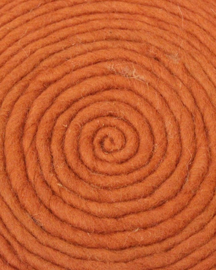 20" Orange Wool Round Ribbed Pouf Ottoman