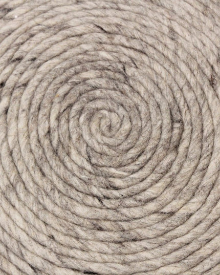 20" Gray Wool Round Ribbed Pouf Ottoman