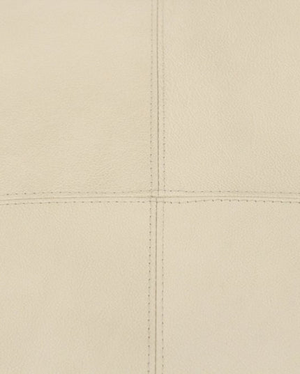 22" Ivory Leather Pouf Ottoman