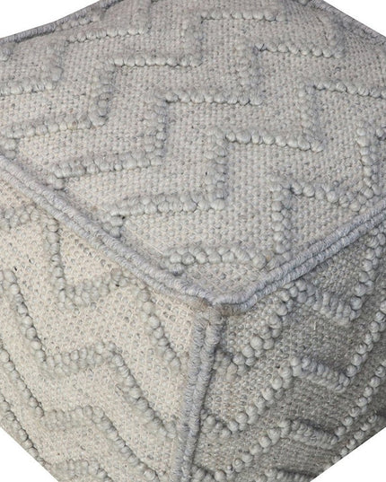 18" Gray Wool Cotton Blend Cube Chevron Pouf Ottoman