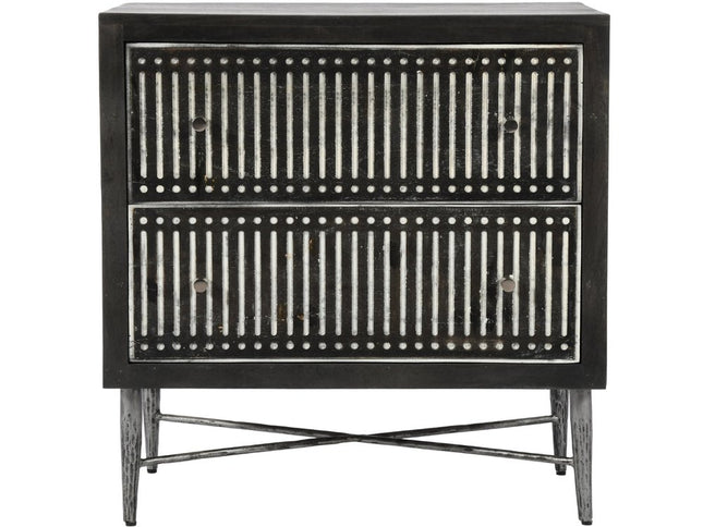 28" Dark Brown Solid Wood Two Drawer Nightstand