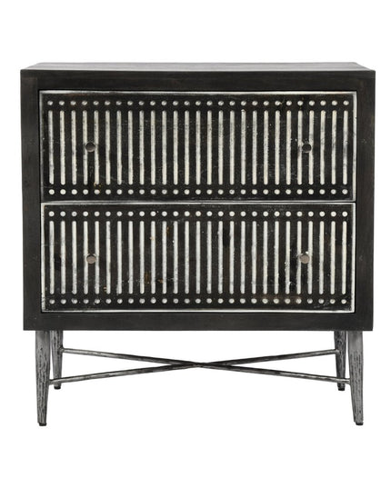 28" Dark Brown Solid Wood Two Drawer Nightstand