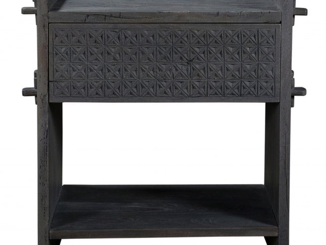 26" Dark Gray One Drawer Nightstand