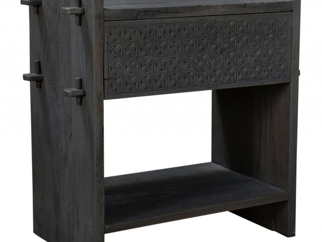 26" Dark Gray One Drawer Nightstand