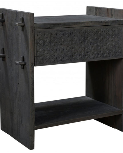 26" Dark Gray One Drawer Nightstand