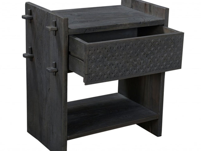 26" Dark Gray One Drawer Nightstand