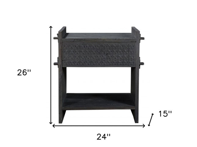 26" Dark Gray One Drawer Nightstand