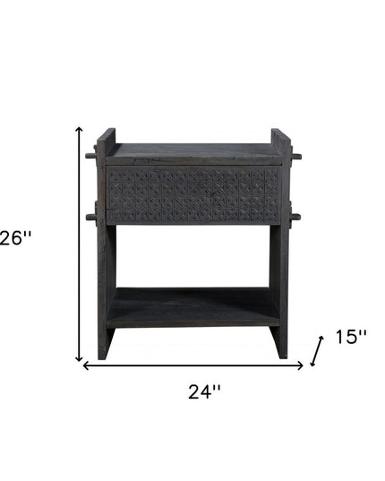 26" Dark Gray One Drawer Nightstand