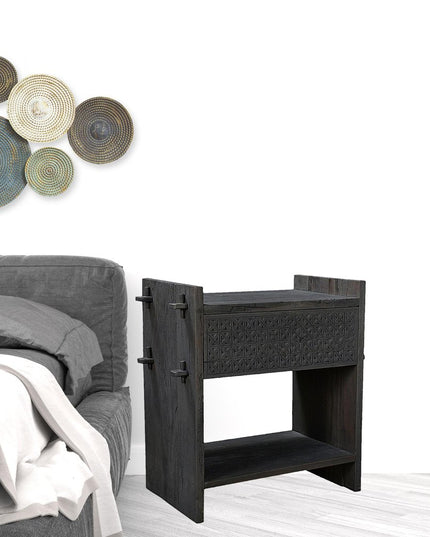 26" Dark Gray One Drawer Nightstand