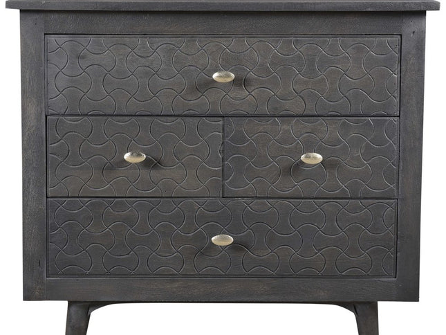 30" Gray Solid Wood Four Drawer Nightstand