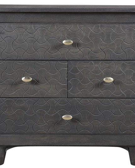 30" Gray Solid Wood Four Drawer Nightstand