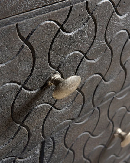 30" Gray Solid Wood Four Drawer Nightstand