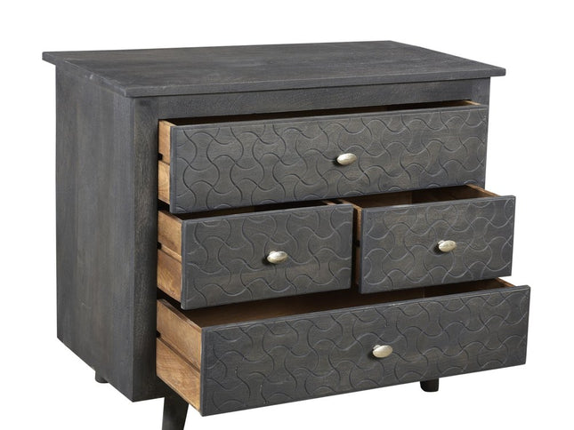 30" Gray Solid Wood Four Drawer Nightstand