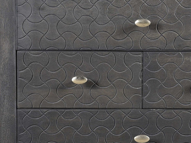 30" Gray Solid Wood Four Drawer Nightstand