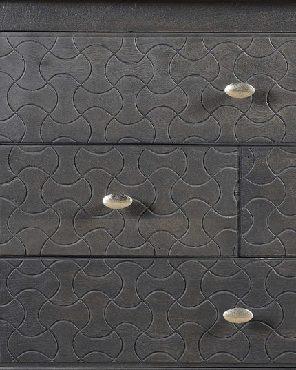 30" Gray Solid Wood Four Drawer Nightstand