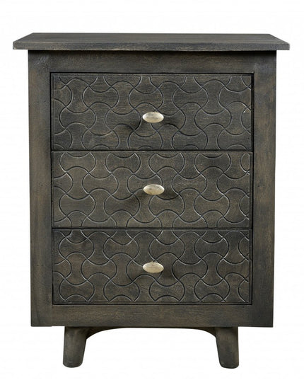30" Gray Three Drawer Nightstand