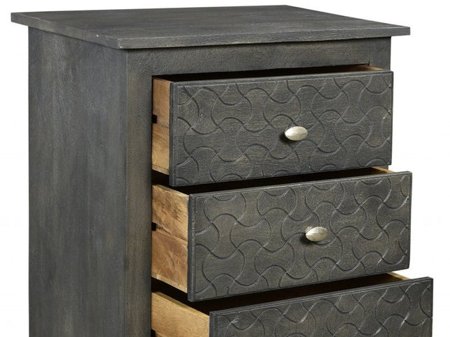 30" Gray Three Drawer Nightstand