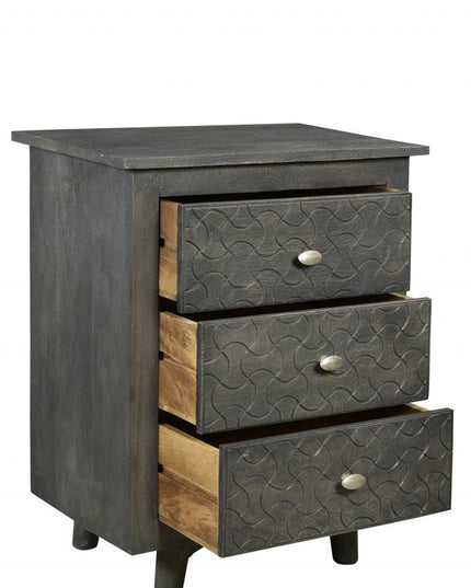 30" Gray Three Drawer Nightstand