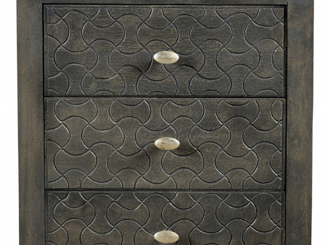 30" Gray Three Drawer Nightstand