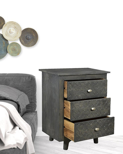 30" Gray Three Drawer Nightstand
