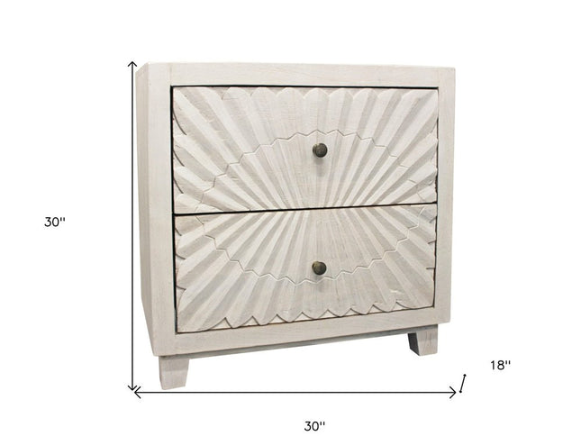 30" Ivory Two Drawer Nightstand