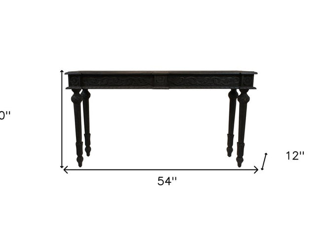 54" Gray Solid Wood Distressed Console Table