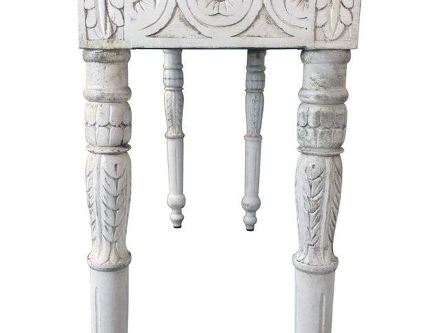 48" Natural and White Solid Wood Distressed Console Table