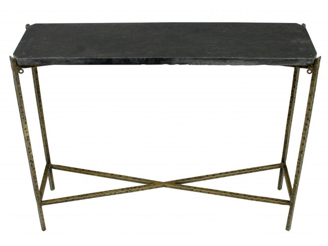 32" Black and Gold Stone Frame Console Table