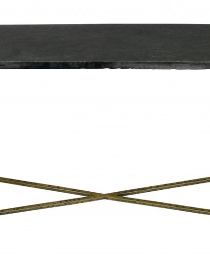 32" Black and Gold Stone Frame Console Table