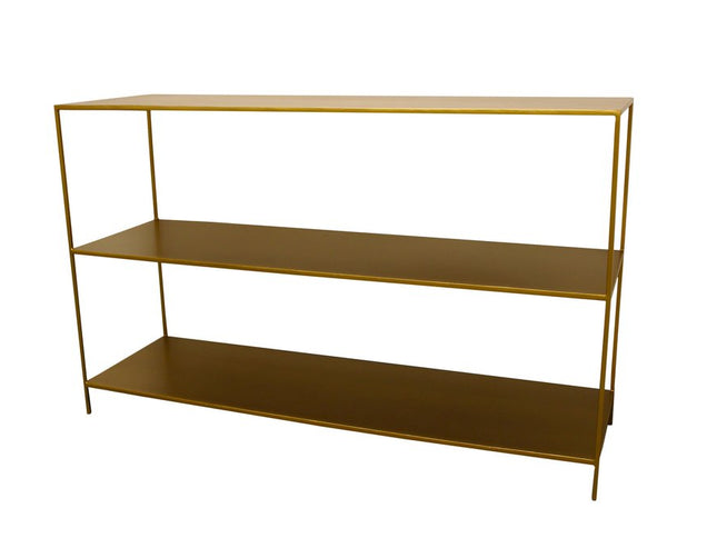 60" Brass Iron Console Table With Shelves