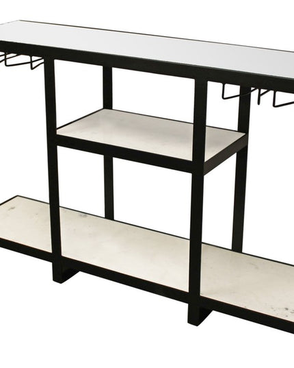 58" White and Black Genuine Marble Floor Shelf Console Table Two Shelves