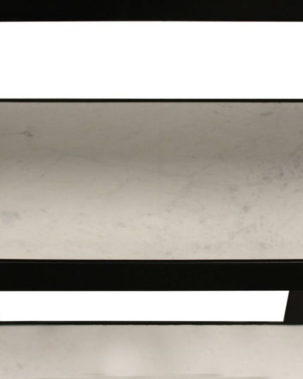 58" White and Black Genuine Marble Floor Shelf Console Table Two Shelves