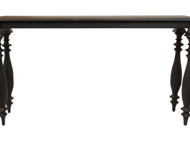 54" Black Solid Wood Distressed Console Table