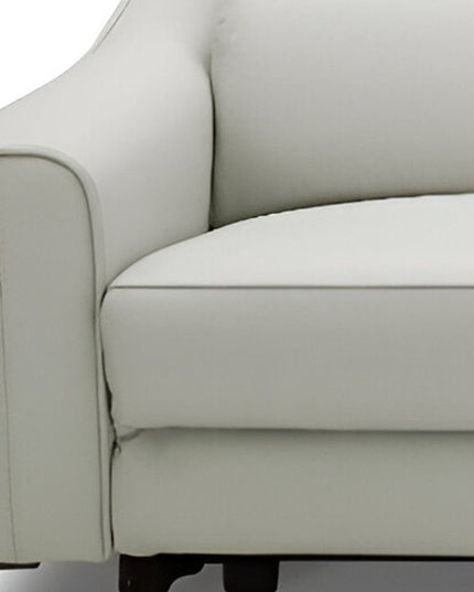 74" Gray Leather Reclining Sofa With Black Legs