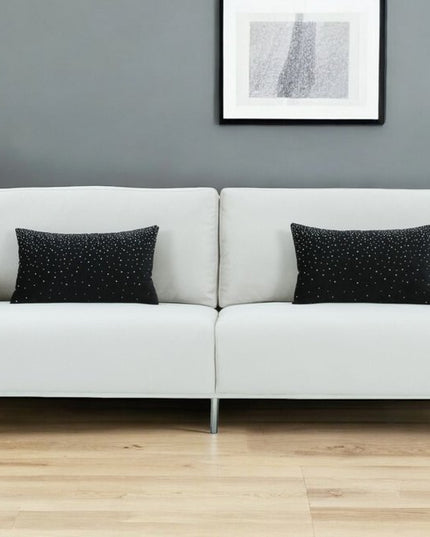 89" White Sofa And Toss Pillows With Silver Legs