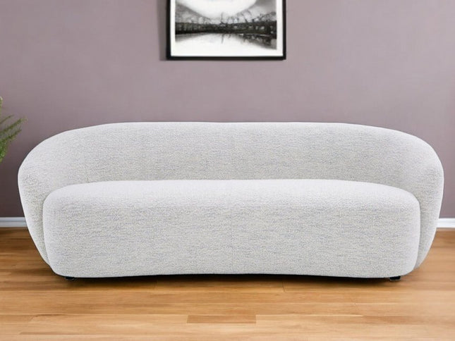 90" Off White Fabric Sofa With Black Legs