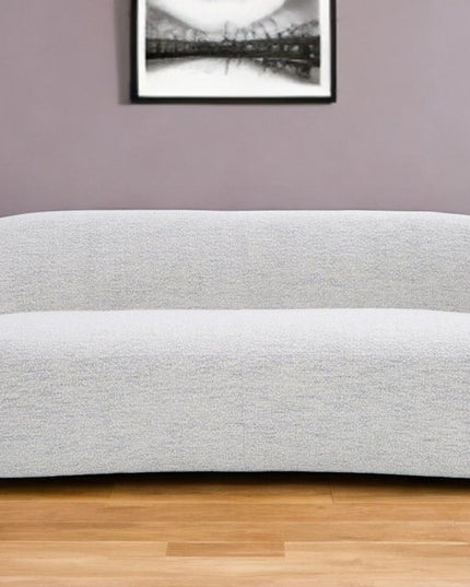 90" Off White Fabric Sofa With Black Legs