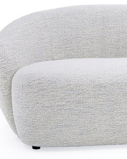 90" Off White Fabric Sofa With Black Legs