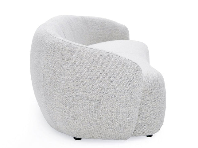 90" Off White Fabric Sofa With Black Legs