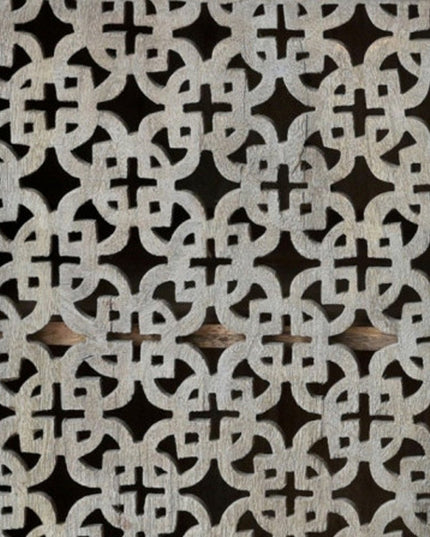 55" Gray Solid Wood Cabinet Enclosed Storage Worn TV Stand