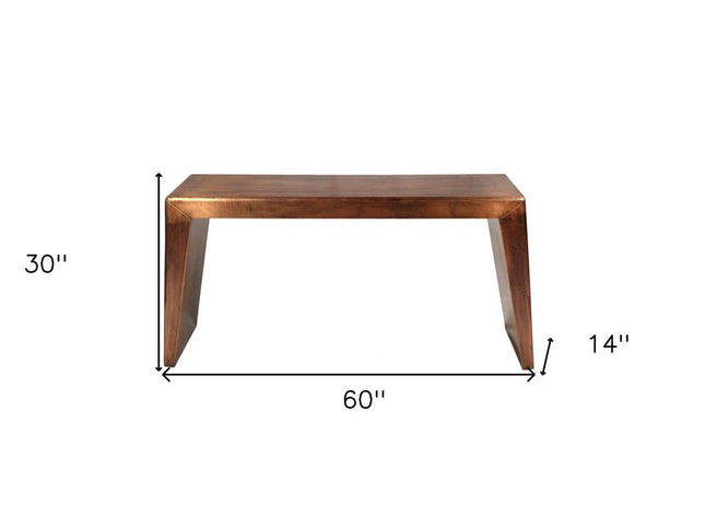 60" Copper Aluminum Sled Console Table