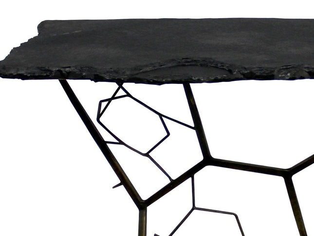 51" Black Stone Abstract Console Table