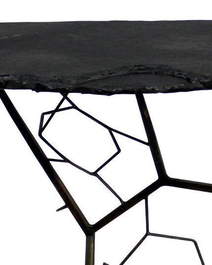 51" Black Stone Abstract Console Table